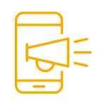 bullhorn on a cell phone icon
