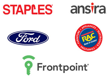 porch group media customer logos: Staples, Ansira, Ford, Rent-a-Center, Frontpoint