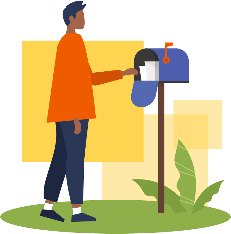 illustration of man getting mail from mailbox