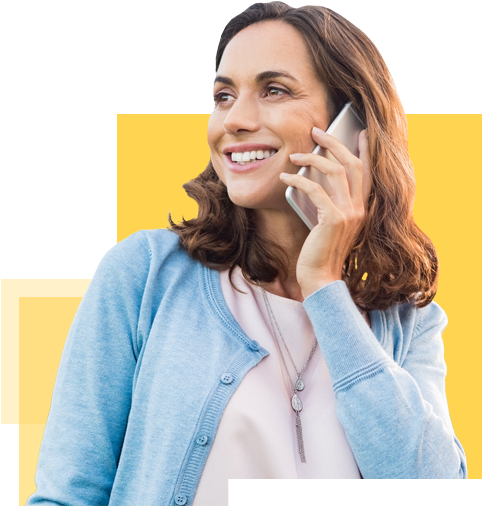 smiling woman talking on cell phone