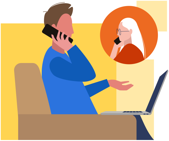 illustration of man talking with woman on phone