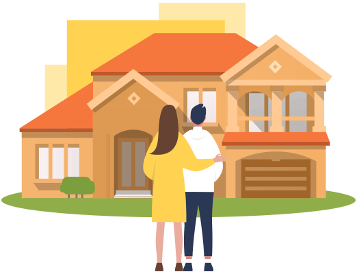 illustration of a couple looking at their house