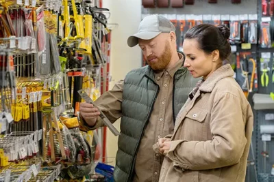 photo of a couple shopping in a hardware store