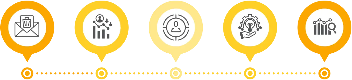 illustration of five data-related-icons connected by dotted lines